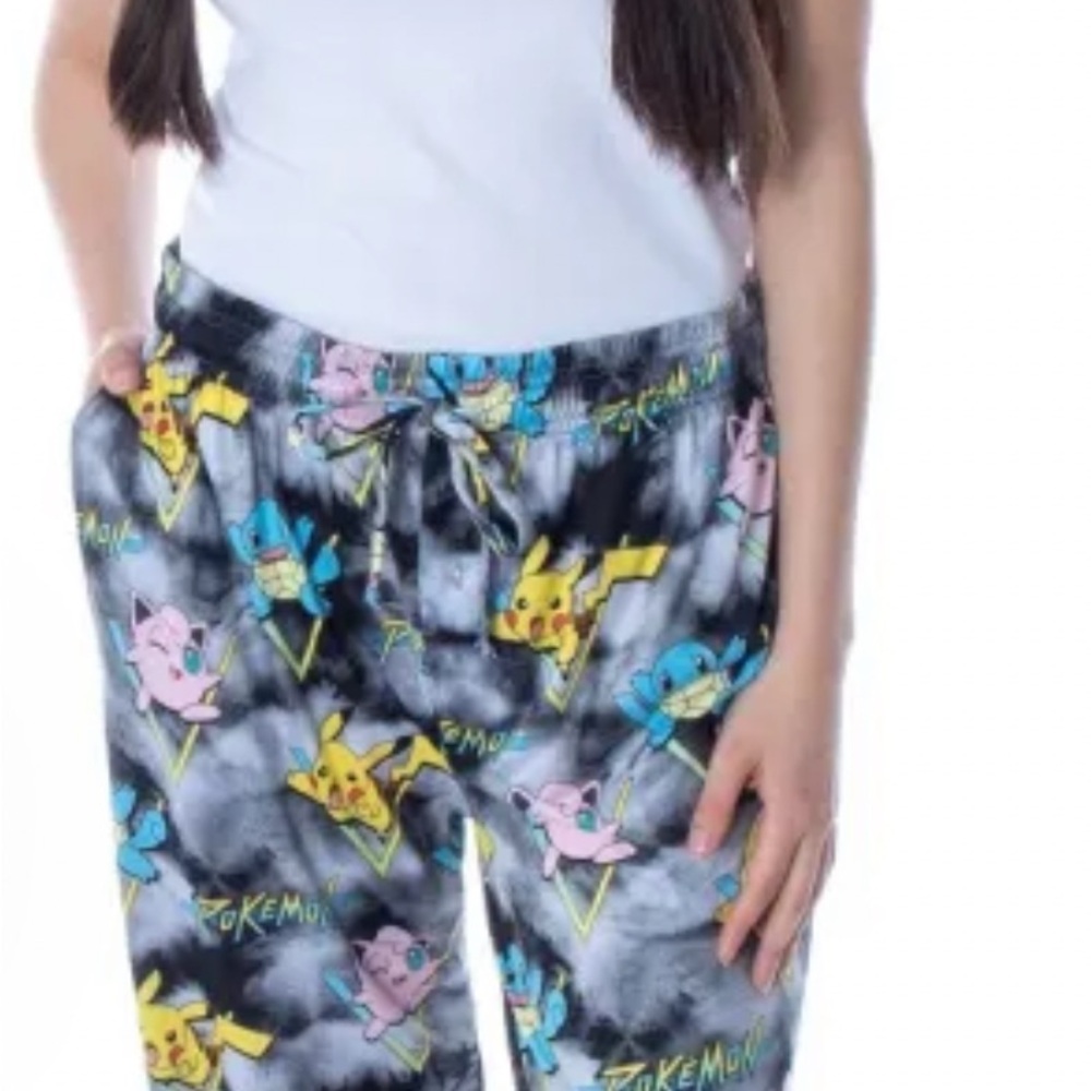 Pokémon Men's Pika Squirtle And Jigglypuff Tie Dye Sleep Pajama Pants Small - Picture 3 of 8
